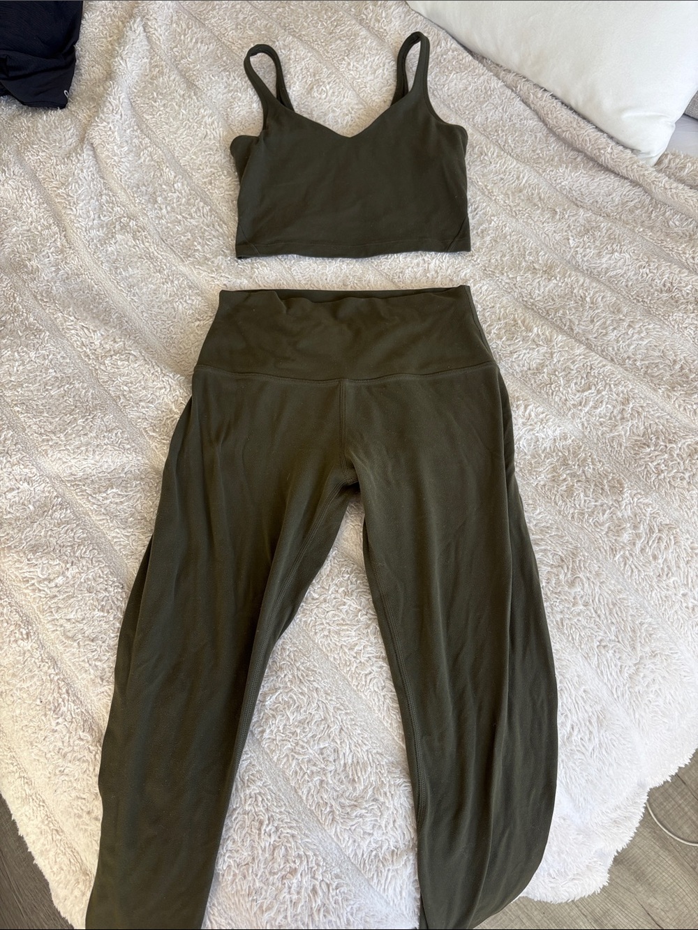 Lululemon olive green align set top size 2 leggings size 6